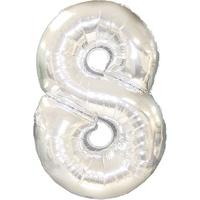 Silver Number 8 Foil Balloon