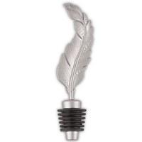 Silver Boho Feather Wine Stopper Favour - Silver