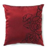 Silhouettes In Bloom Square Ring Cushion - Jet Black With White