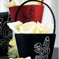 Silhouettes in Bloom Flower Girl Basket - Cabernet Red