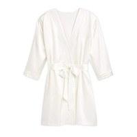 silky kimono robe white small