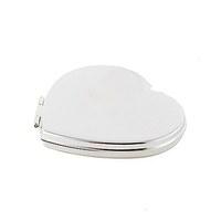 silver plated classic heart compact mirror