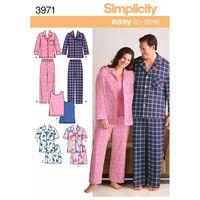 Simplicity Ladies and Mens Plus Size Sleepwear 382835