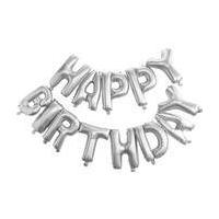 Silver Happy Birthday Balloon Bunting 1.5 m