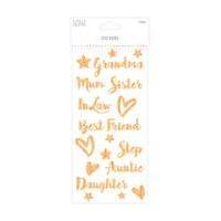 Simply Creative Gold Glitter Female Sentiments Stickers