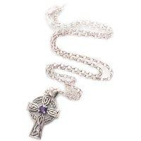 Silver Celtic cross Pendant with Amethyst