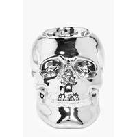 silver skull tea light holder silver