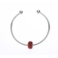 Silver Bangle with Scarlet Bead