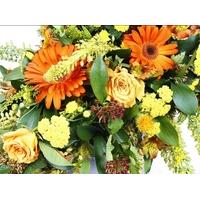 Single Ended Orange Flowers Funeral Spray