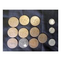 Silver Threepence and Sixpence Coins , George V with 10 halfpennies