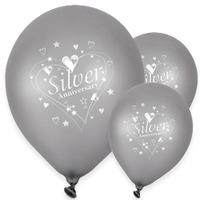Silver Anniversary Pearlescent Latex Party Balloons