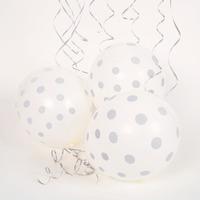 Silver Polka Latex Party Balloons