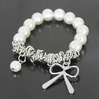 Silver Bowknot Pearl Bracelet