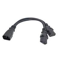 Single C14 to Dual 5-15R Short Power Y Type Splitter Adapter Cable Cord 0.2M 0.6FT