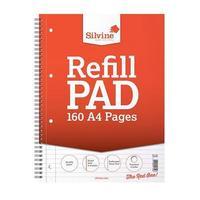 Silvine (A4) Refill Pad Wirebound Sidebound Perforated Punched Margin Feint Ruled Red (Pack of 6)
