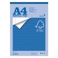 Silvine Refill Pad (A4) FSC Paper Feint Headbound (80 Sheet) Ruled Margin 4-Hole Punched - Pack 5