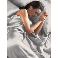Silver Satin Double Duvet Cover, Fitted Sheet and 4 pillowcases Bedding