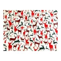 Silhouette Stags Print Christmas Cotton Fabric Red & Green