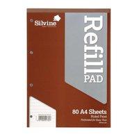 Silvine Refill Pad (A4) Headbound Perforated Punched (75gsm) Ruled (160 Pages) - Pack of 6