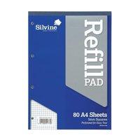 Silvine (A4) Refill Pad (160 Pages) Headbound Perforated Punched Quadrille Squared 5mm 75gsm (Pack of 6)
