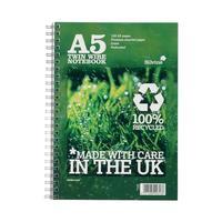 Silvine (A5) Premium Notebook Recycled Wirebound Ruled (120 Pages) 80gsm - Pack of 5