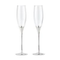 Silver Tulip Stem Wedding Champagne Flutes