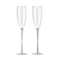 silver and rhinestone personalised wedding champagne glasses