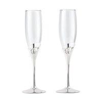 silver loop heart wedding champagne glasses