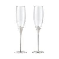 Silver Wedding Champagne Glasses with Crystal Gems
