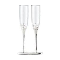 Silver Love Stem Wedding Champagne Glass Holder