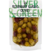 silver green rosemary garlic olives 220g