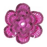 Simplicity Crochet Flower with Sequins Applique Accessory Cerise Pink