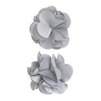 Simplicity Small Chiffon Rose 3D Motif Applique Grey