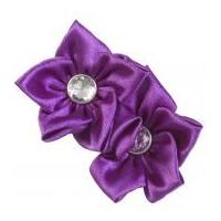Simplicity Satin Flower with Gemstone Motif Applique Purple