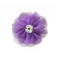 Simplicity Netted Flower with Gemstone Motif Applique Purple