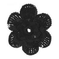 Simplicity Crochet Flower with Sequins Applique Accessory Black