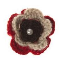 Simplicity Knitted Flower with Pearl Applique Accessory Beige