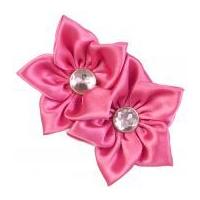 Simplicity Satin Flower with Gemstone Motif Applique Pink