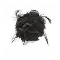 simplicity tulle sheer flower with feather motif applique black
