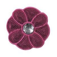 Simplicity Sequin Flower with Gemstone Motif Applique Cerise Pink