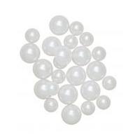 Simplicity Round Plastic Flat Back Pearls Ivory