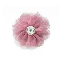 Simplicity Netted Flower with Gemstone Motif Applique Pink