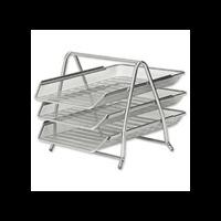 Silver Mesh 3 Tier Letter Tray