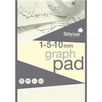 Silvine A4 Designer Graph Pad 50 Sheets 85gsm 1mm 5mm 10mm Grid Wove