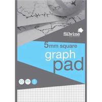 Silvine A4 Student Graph Pad 50 Sheets 90gsm 5mm Quadrille White Pack