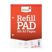 Silvine A5 Refill Pad Headbound Perforated Punched Feint Ruled Margin