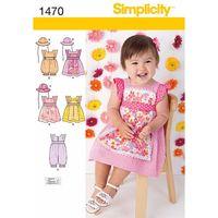 Simplicity Babies Dress Romper in Two Lengths and Hat in Three Sizes 382377