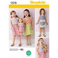 Simplicity Child\'s Dress and Dress for 18 Doll 381903