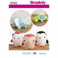 Simplicity Stuffed Penguins, Turtle and Elephant 383046