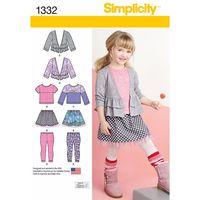 Simplicity Childs Skirt and Knit Leggings Top and Cardigan 381886